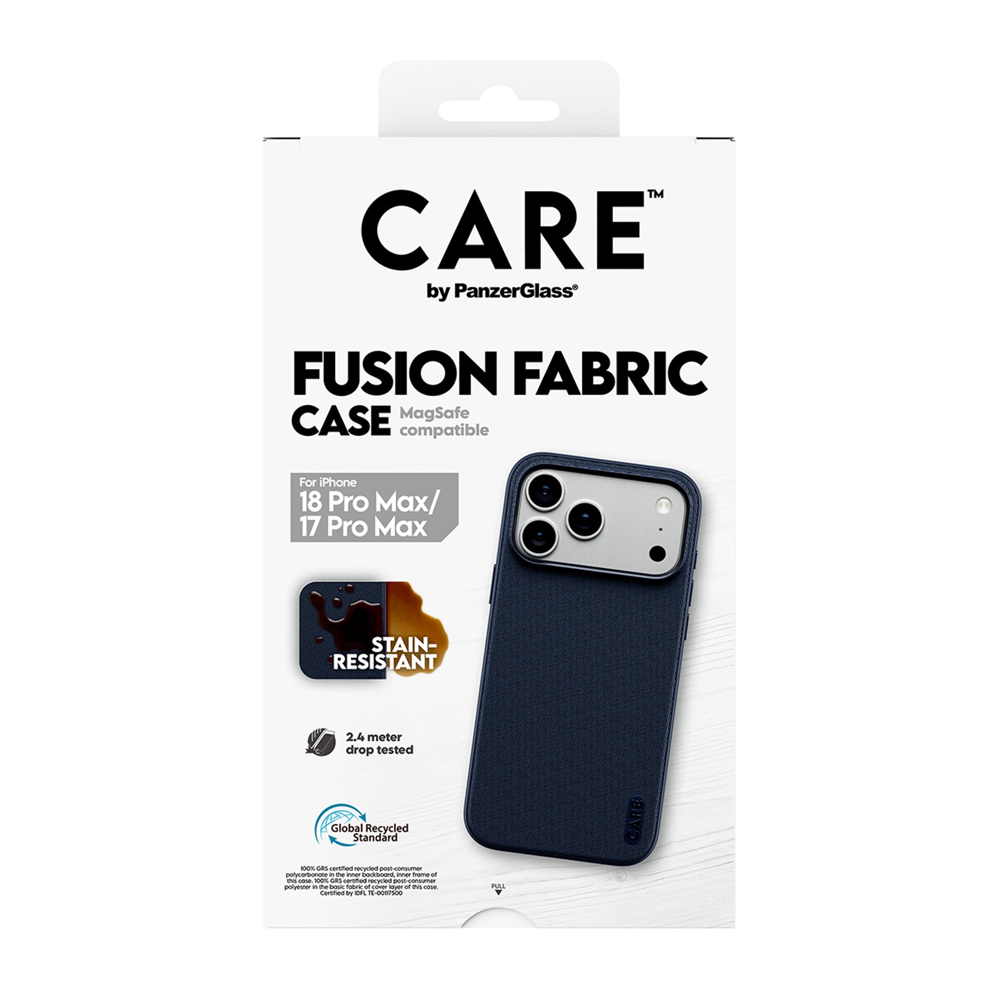 CARE™ by PanzerGlass® Fusion Fabric Case Blue w. MagSafe iPhone 18 Pro Max | 17 Pro Max